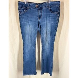 Vanity Vintage Bootcut Jeans Women 33x33 Blue Mid Rise Slightly Distressed Denim